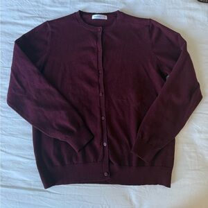 Classic Button Up Cardigan in Wine Red/Burgundy size M